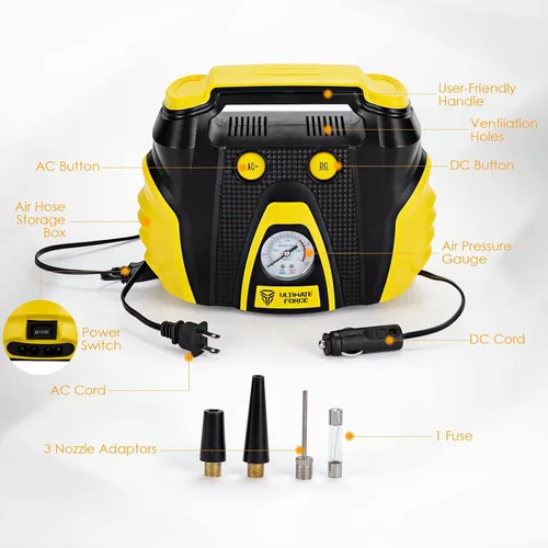 Miniatura 3 de Compresor de aire portátil inflador de neumáticos bomba eléctrica AC/DC