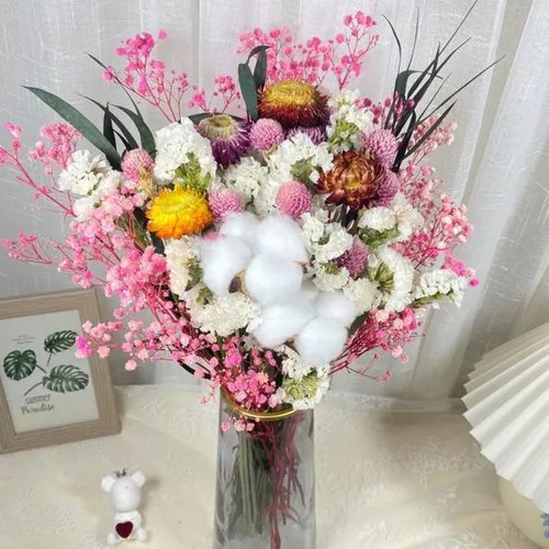 Miniatura 7 de Ramo de flores secas de aliento de bebé, 17 pulgadas, más de 2500 flores secas azules, ramas de gypsophila naturales para bodas, decoración de D-blue