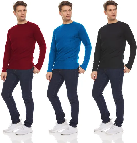 Miniatura 2 de DARESAY Paquete de 3: camiseta térmica de manga larga para hombre, camisetas de manga larga Henley & Crew para hombre, camisetas de manga larga