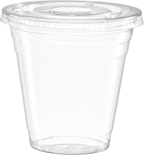 Miniatura 2 de GUSTO Vasos de plástico transparente con tapas planas [12 onzas – 50 unidades] – Tazas desechables para café helado con tapas – Vasos fríos