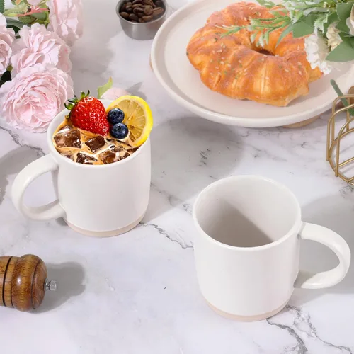 Miniatura 5 de Juego de 6 tazas de café de cerámica de 14 onzas, con asa y patrones moteados para café, té, cacao, leche, microondas y lavavajillas