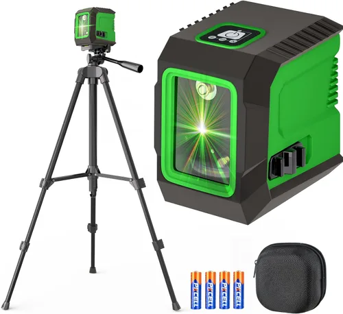 Nivel láser con trípode de 50 pulgadas, nivel láser de línea cruzada autonivelante de 360°, herramienta niveladora de línea horizontal y vertical de