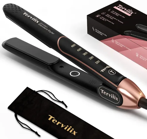 Terviiix Plancha Plana de Cerámica sin Enganche para Cabello 1 Pulgada, Plancha De Cabello, 3 Veces Menos Daño Alisador y Rizador de Cabello, Oro