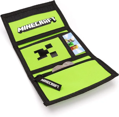 Miniatura 4 de Minecraft Billeteras Juego Negro O Verde Creeper Monedero Monedero Talla única, Verde