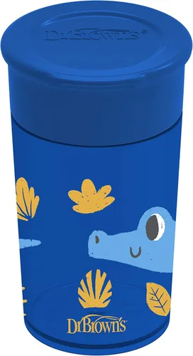 Miniatura 16 de Dr. Brown's Milestones Cheers 360 - Vaso de transición sin boquilla, apto para viajes y sin fugas, para bebés y niños pequeños, animales azul/verde