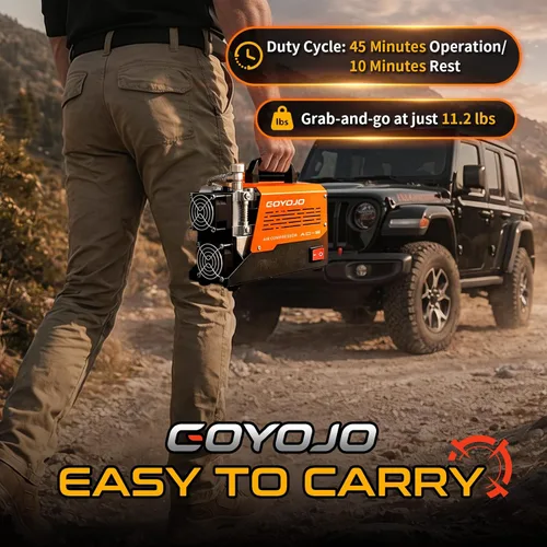 Miniatura 8 de GOYOJO Compresor de aire PCP AC-2, bomba de aire portátil sin aceite de 4500 PSI/30 MPa, hasta 45 minutos de tiempo de funcionamiento continuo
