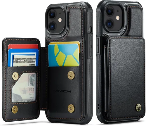 Vinich Funda tipo cartera para iPhone 11 con tarjetero, bloqueo RFID, ranuras de crédito, función atril, a prueba de golpes, para iPhone 11 de 6.1