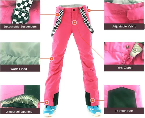 Miniatura 5 de GS SNOWING Conjunto de chaquetas y pantalones de esquí para mujer, resistente al viento, impermeable, aislado, para invierno, cálido, snowboard