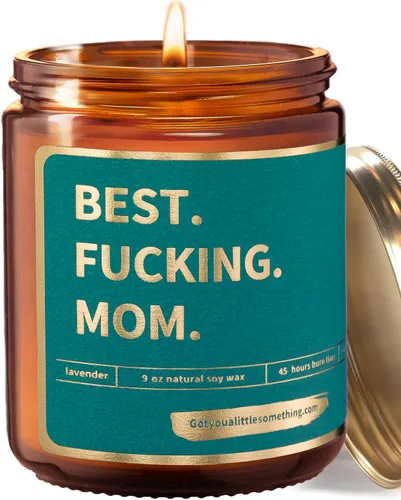 Mejor Vela Divertida para Mamá con Aroma a Lavanda y Vainilla, 100% Cera de Soja, Quema Larga - Regalos de Cumpleaños para Mamá de Hija, Hijo, Niños