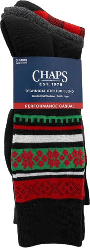 Miniatura 3 de Chaps Men's Casual Fashion Cushioned Crew Socks-3 Pair Pack-Classic Designs with Stretch Blend