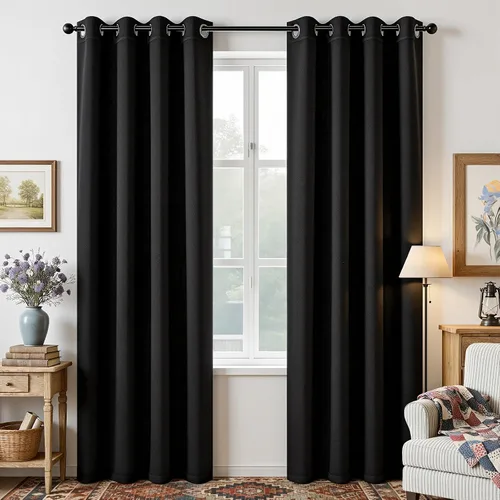 Miniatura 29 de Joydeco - Juego de 2 paneles de cortinas opacas de 63 pulgadas, 2 cortinas largas con aislamiento térmico burg, cortinas de oscurecimiento