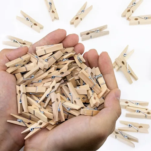 Miniatura 9 de Alfileres de ropa, 130 piezas de alfileres de madera para ropa, pinzas blancas de 1.4 pulgadas, mini alfileres de ropa para fotos, baby shower