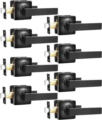 Miniatura 28 de GOBEKOR Paquete de 1 manija de paso, manijas de puerta negras para cerradura de puerta de armario, manija de puerta interior sin llave con cerradura