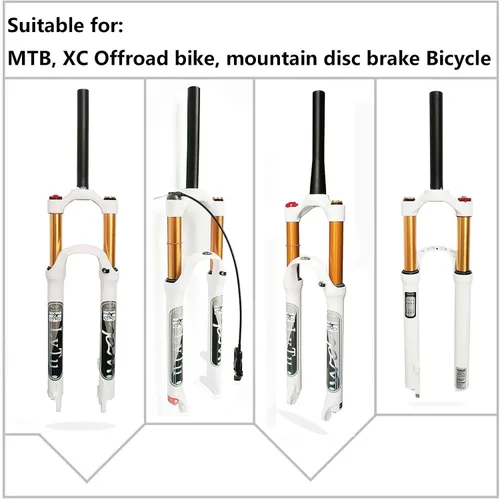 Miniatura 6 de Horquilla delantera 26 27.5 29 pulgadas de recorrido, 5.512 in, horquillas de suspensión para bicicleta de montaña Air con adaptador de freno
