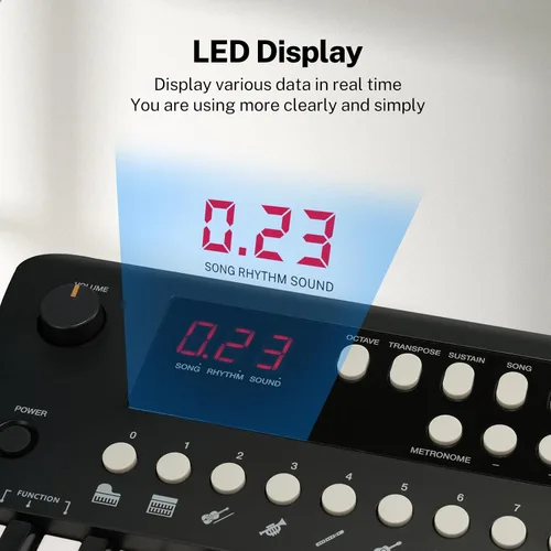 Miniatura 5 de POGOLAB MK1 Piano de teclado para niños de 37 teclas, mini piano portátil multifunción con excelente calidad de sonido, altavoz integrado y pantalla