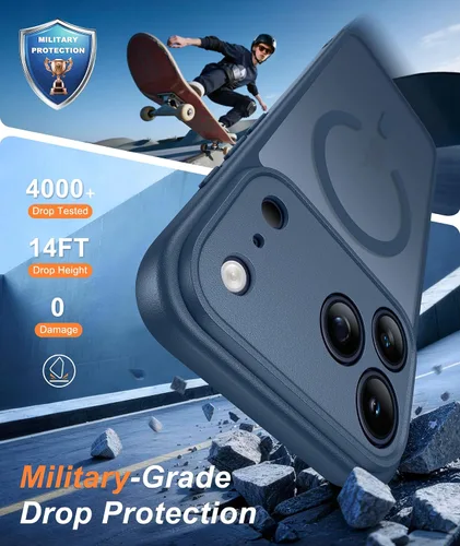 Miniatura 111 de FNTCASE Funda para iPhone 17 Pro: Fundas delgadas translúcidas de color azul claro compatibles con MagSafe, protección completa de la cámara