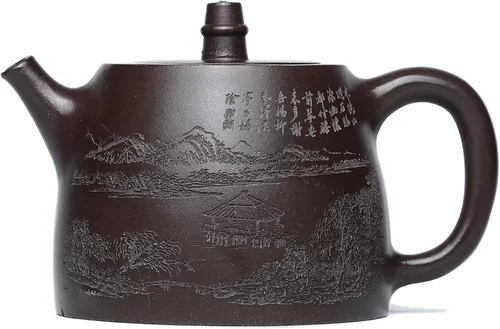Miniatura 8 de Zisha - Tetera grande de 14.2 onzas, arcilla china genuina Yixing hecha a mano, tetera con filtro, infusor Kung Fu de hojas sueltas, arcilla púrpura