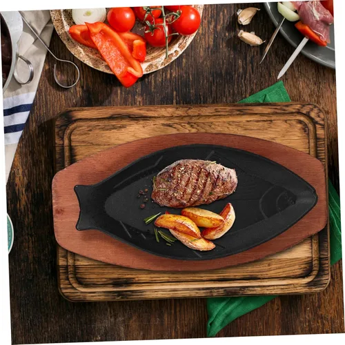 Miniatura 6 de Operitacx Plato de barbacoa en forma de pescado, sartén antiadherente portátil para carne y limpieza, accesorio de cocina para fiestas y reuniones