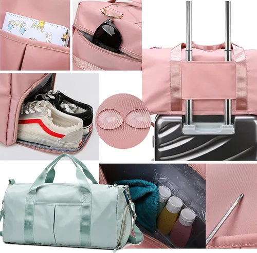 Miniatura 2 de Bolsa de gimnasio para mujeres y hombres con compartimento para zapatos, impermeable, fin de semana, durante la noche, bolsas de lona para natación