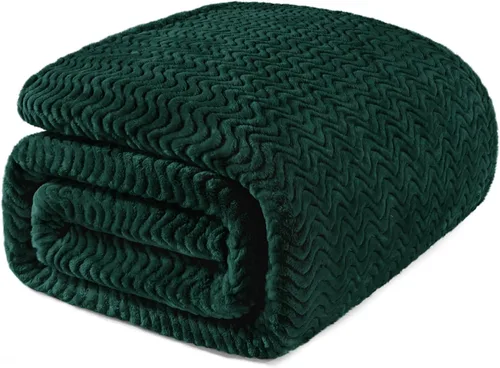 Exclusivo Mezcla - Manta individual para cama, mantas de forro polar ligeras y acogedoras con textura ondulada decorativa, adecuadas para el Verde