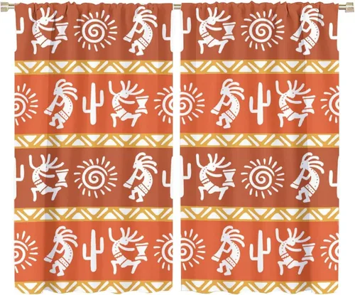 Miniatura 34 de Kokopelli - Cortinas opacas para cocina, decoración de sala de estar, dormitorio, 21 x 45 pulgadas, 2 paneles
