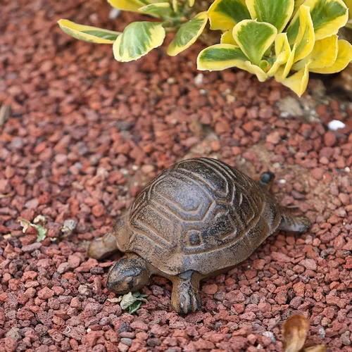Miniatura 4 de Tortuga de hierro fundido para ocultar una llave al aire libre – Llavero oculto para exteriores – Decoración de jardín de rocas – Marrón antiguo