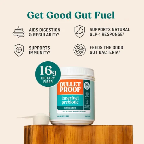 Miniatura 3 de Bulletproof Innerfuel - Polvo de fibra prebiótica, sin sabor, 0.66 onzas de fibra, de origen vegetal, sin OMG y probado por terceros, apoya la salud