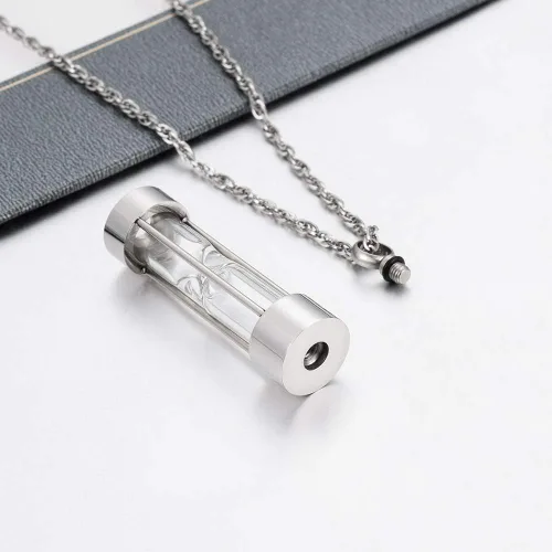 Miniatura 4 de abooxiu Collar de urna de reloj de arena para cenizas, joyería de cremación para cenizas, collar de cenizas de recuerdo conmemorativo de acero