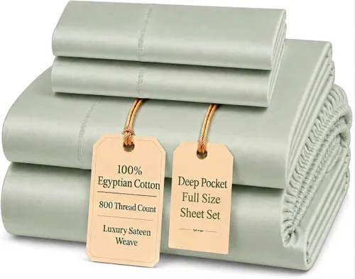 Miniatura 60 de Sábanas Twin XL 100% Algodón Para Cama Twin, Juego de Sábana Bajera Totalmente Elástica y Fundas de Almohada 800TC, Sábanas de Bolsillo Profundo 06