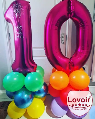 Miniatura 4 de Lovoir Globo rosa intenso de 40 pulgadas, 10 dígitos gigantes, de papel de aluminio de Mylar para helio, globos de color rosa intenso para fiesta