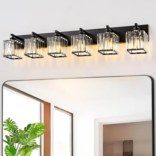 Miniatura 12 de Moderna lámpara de tocador de baño de 3 luces de cristal cromado moderno sobre espejo cromado iluminación de tocador de cristal aplique de pared