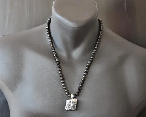 Miniatura 3 de Colgante de turmalina cruda natural, Collar de cuentas de ónix negro genuino, Collar de piedra negra, Collar de piedras preciosas, Cuentas de 0.315