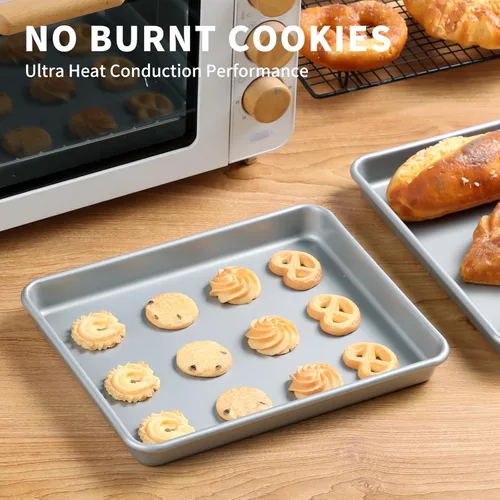 Miniatura 7 de PACK DE 2 fuentes para horno tostador de Shinsin, bandejas antiadherentes de 9X11, juego de bandejas para galletas 57% más gruesas, aptas