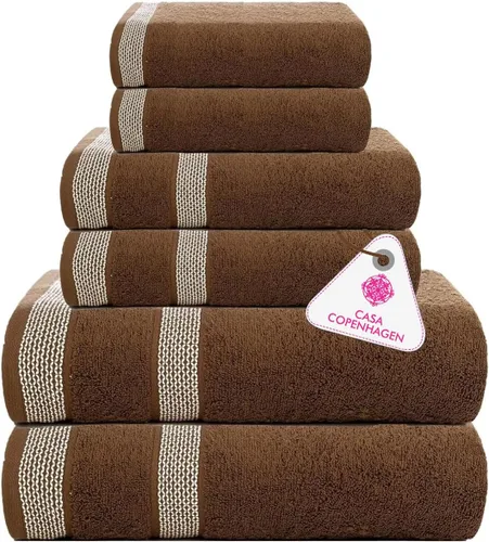 Miniatura 42 de CASA COPENHAGEN Juego de 6 toallas de palomitas de maíz, color azul polvoriento, 21.16 oz/m², 2 toallas de baño, 2 toallas de mano y 2 toallas