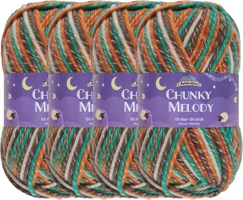 Miniatura 28 de JubileeYarn Chunky Melody - Hilo para tejer 100g/madeja, mezcla de lana gruesa, color maíz naranja - 2 madejas 15 Maíz Naranja