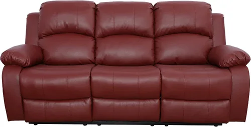 Miniatura 2 de GS28XX - Juego de sofá reclinable de 3 piezas, tapicería de cuero regenerado, manual con mesa desplegable y consola central (rojo, 3 piezas)