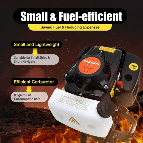 Miniatura 5 de HANGKAI - Motor fuera de borda de 4 HP de 4 tiempos 52CC, motor de barco de pesca resistente con sistema de refrigeración por aire, sistema CDI 4HP