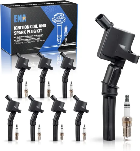 ENA Juego de 8 bujías de platino y 8 bobinas de encendido compatibles con Ford Mercury Lincoln Crown Victoria Grand Marquis Town Car E150 E250