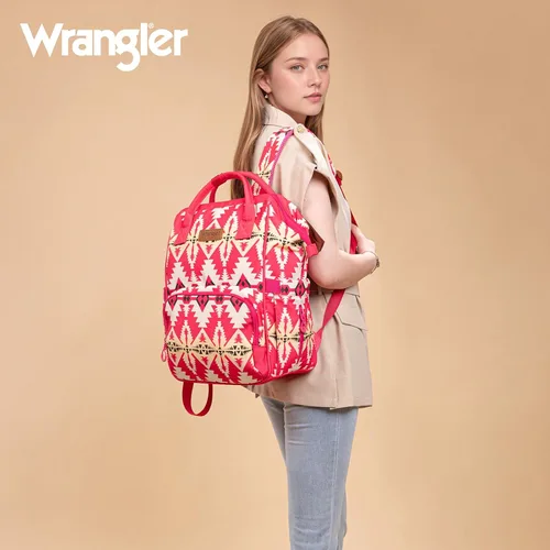 Miniatura 6 de Mochila para pañales Montana West Wrangler Callie con correas para cochecito, patrón occidental, multifunción, bolsa de viaje para bebé Tt-rosa