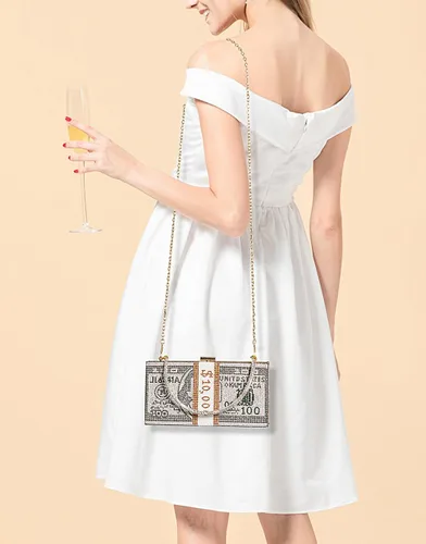 Miniatura 4 de Covelin Bolso de mano Dollar para mujer, bolso de noche con diamantes de imitación