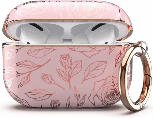 Miniatura 7 de Funda TATOFY para AirPods Pro 2019, elegante funda para AirPods Pro para mujeres y niñas, funda protectora dura con patrones florales con clip (cian)