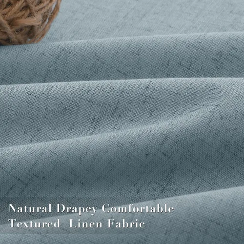Miniatura 4 de Joywell Cortinas plisadas de lino 100 % opacas de 84 pulgadas de largo, cortinas con pestañas traseras para oscurecer la habitación con ganchos