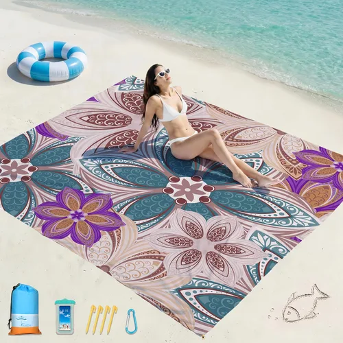 Miniatura 117 de Famstar Beach Blanket Oversized Extra Large 78"X81"/10'X9',Waterproof Sandproof Beach Blanket 2-8 Adults Lightweight Durable for Travel Camping