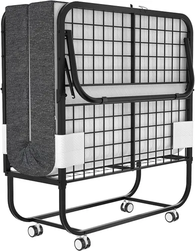 Cama plegable con colchón de 75 x 38 pulgadas, cama plegable adicional con colchón de espuma viscoelástica de 5 pulgadas y marco súper resistente