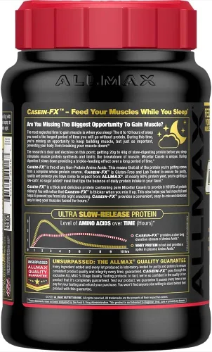 Miniatura 2 de ALLMAX Proteína Casein-FX, vainilla, 2 libras, 0.88 oz de proteína de liberación lenta por cucharada, baja en carbohidratos y cero azúcar añadida