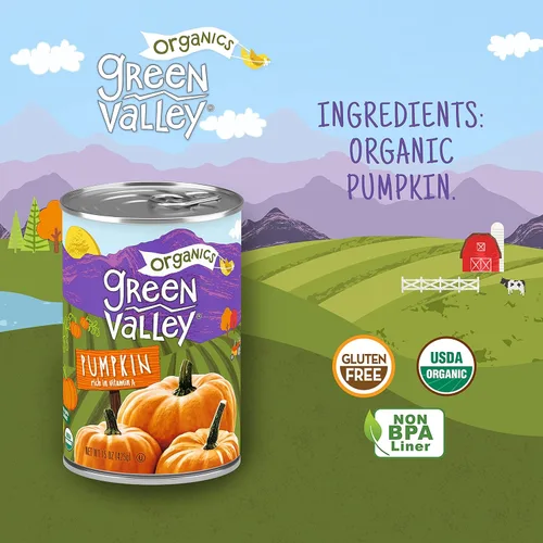 Miniatura 3 de Green Valley Organics Pumpkin Certificado orgánico Variedad 100% Dickinson Dulce terroso delicioso Firme y suave Vibrante naranja otoñal