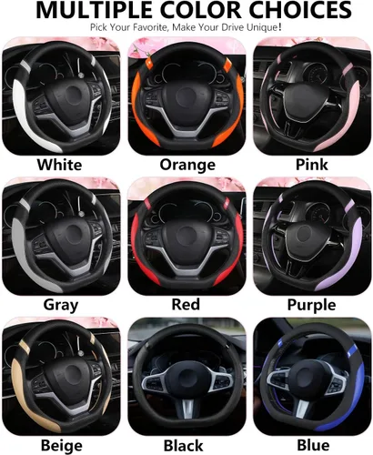 Miniatura 7 de Cxtiy Funda para volante con parte inferior plana en forma de D para mujeres y niñas, elegante accesorio antideslizante para el interior del Rosa