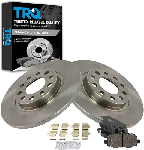 Miniatura 103 de TRQ Kit de rotor de freno trasero y pastillas de cerámica Posi premium compatible con camioneta Chevy GMC