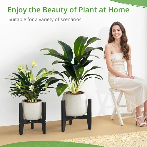 Miniatura 6 de LUE BONA HDPS - Soporte para plantas para interiores y exteriores, soporte moderno ajustable de mediados de siglo para plantas de 8 a 12 pulgadas