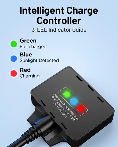 Miniatura 3 de Mantenedor de batería solar de 7.5 W y cargador de goteo, panel impermeable de 12 V con controlador inteligente IP68, protección contra sobrecarga